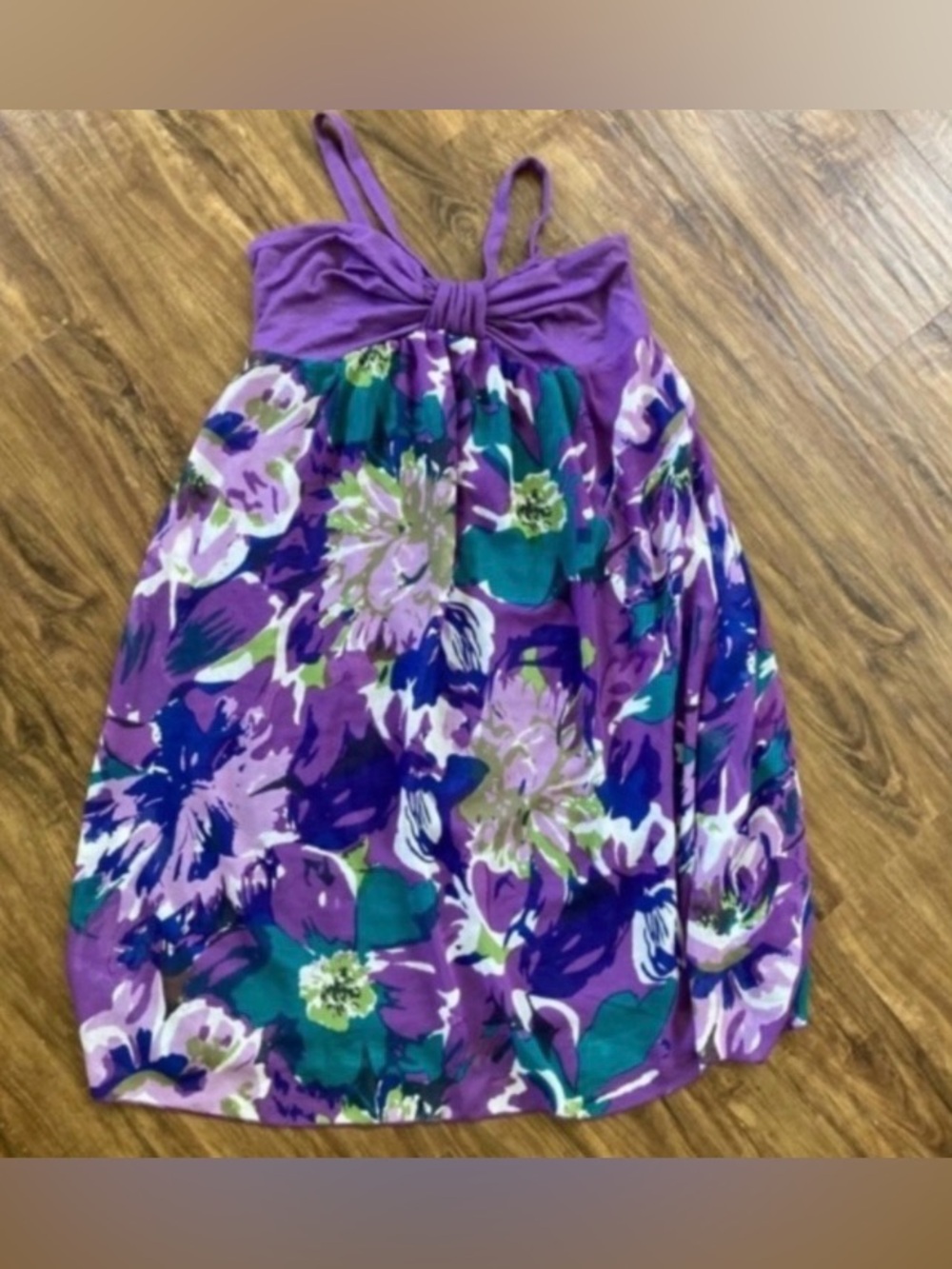 Purple Floral Summer Dress with Teal Accents